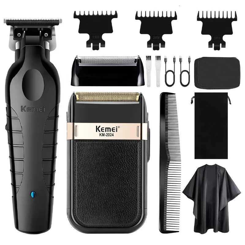 Kemei KM-2299 KM-2024 Professional Barber Cordless Electric Hair Clippers USB Rechargeable Hair Trimmers Hair Cutting hine Y251203