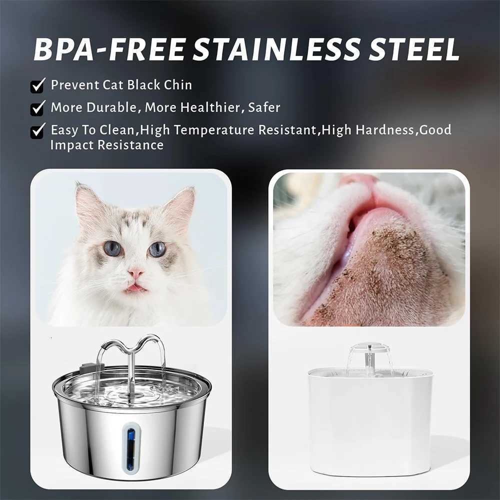 32L Automatic Cat Fountain Stainless Steel Pet Water Feeder Dog Water Dispenser with Level Window Suitable for Multiple Pets M251204