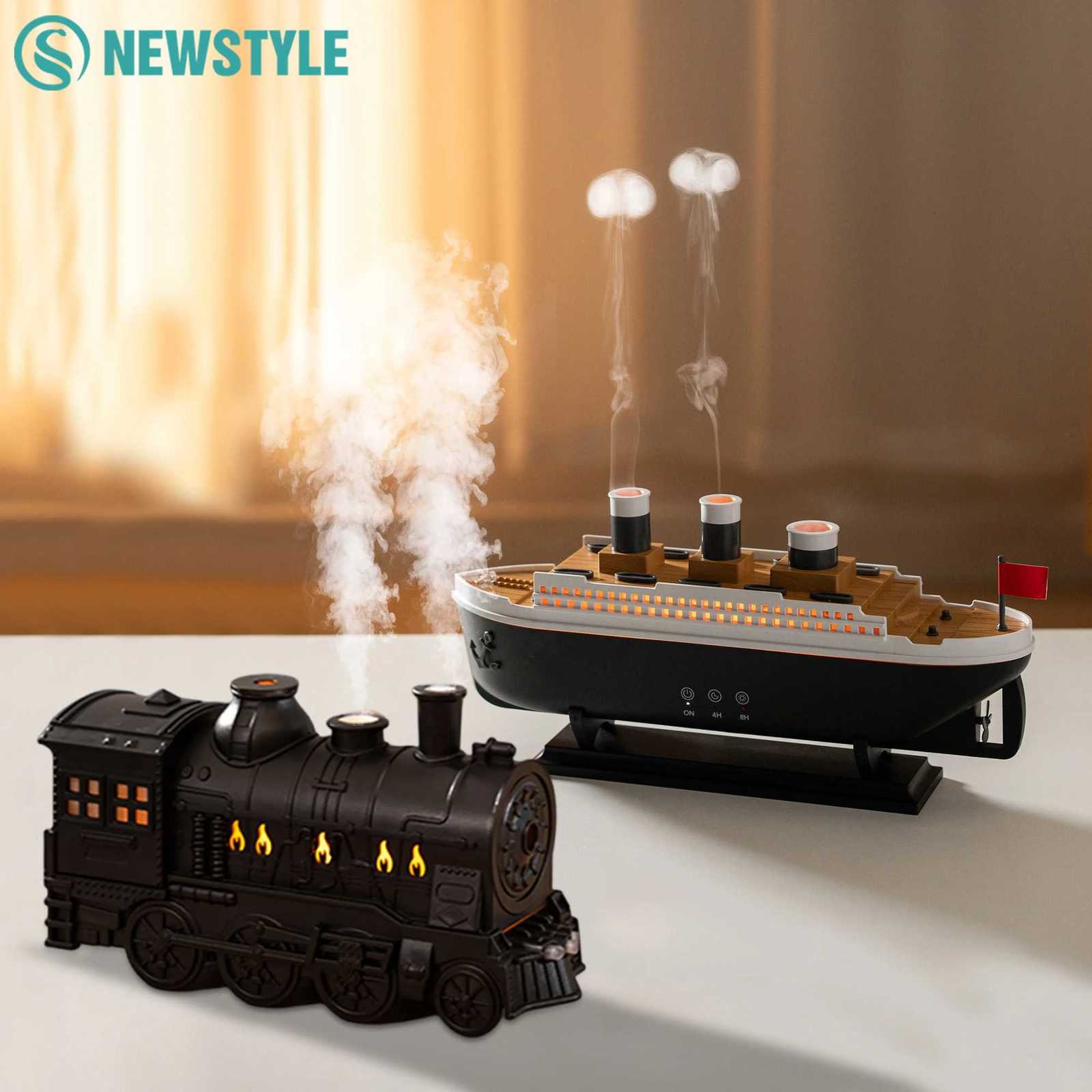 Ship Train Shape trasonic Air Humidifier Jellyfish Spray Essential Oil Ara Diffuser Remote Control With Colourf Lighting C251204