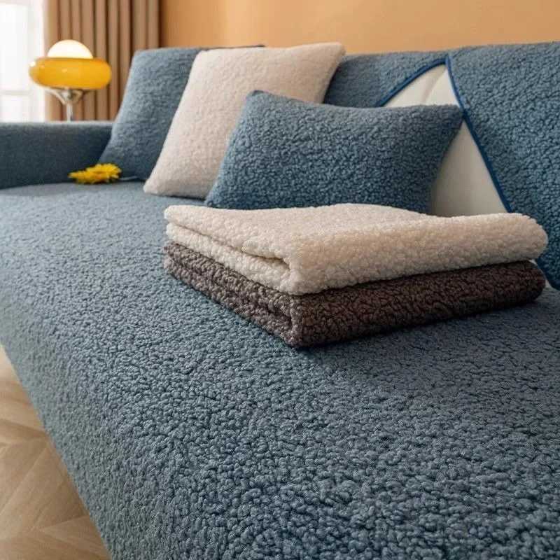 Fashion Chenille Light Luxury Sofa Cushion Lamb Plush Velvet for Winter Warm Anti Slip Couch Sofa Back Covers L Shape Seat Mat M251204 - view 6