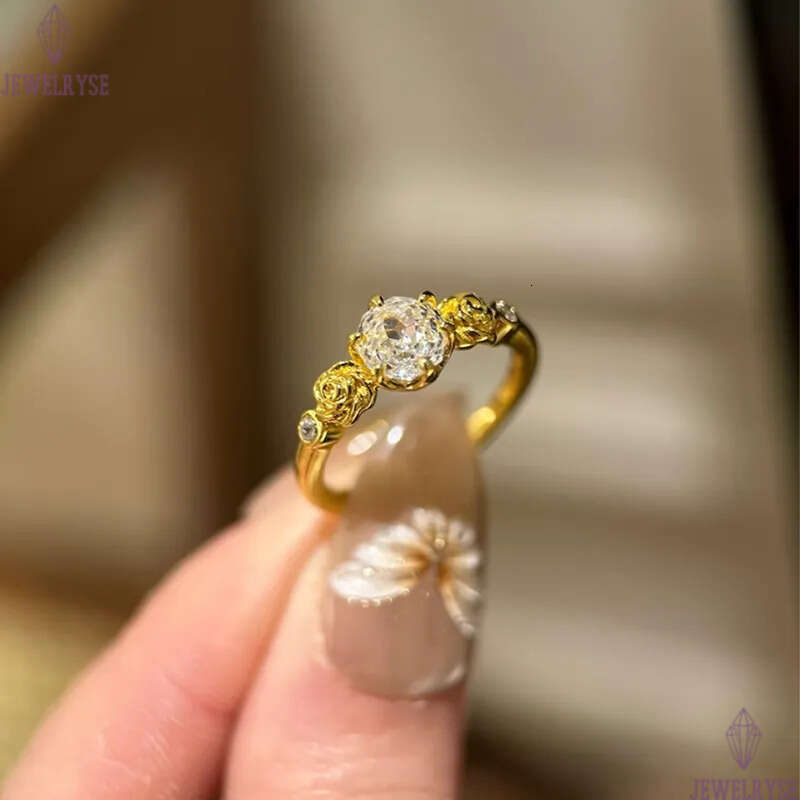 original 1ct s925 sterling silver rose cut designer ring for woman wedding party 5A cubic zirconia luxury engagement diamond 18k gold rings jewelry si