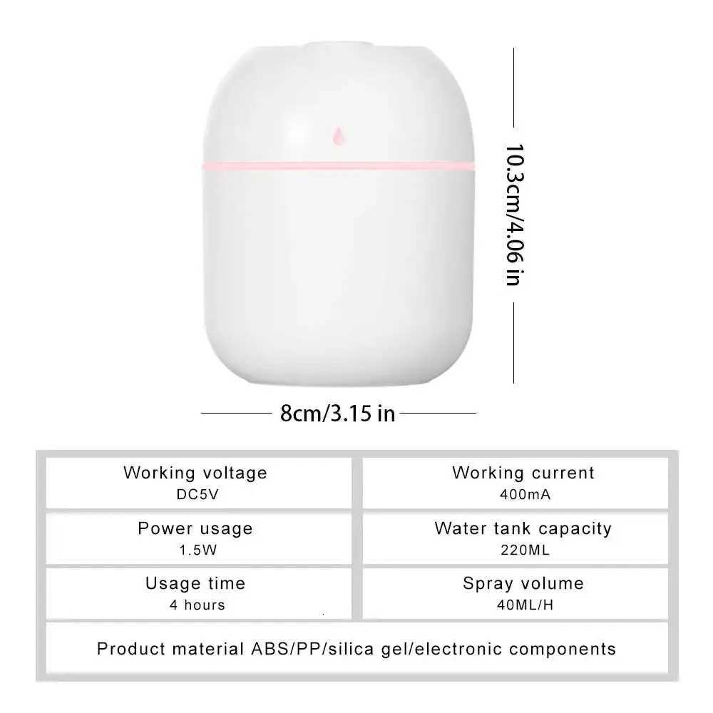ABS Water drop 220ML Small Air Humidifiers for He with 1M USB 6-10H Spray Diffuser Ara Essential Mist Maker Colorf light C251204