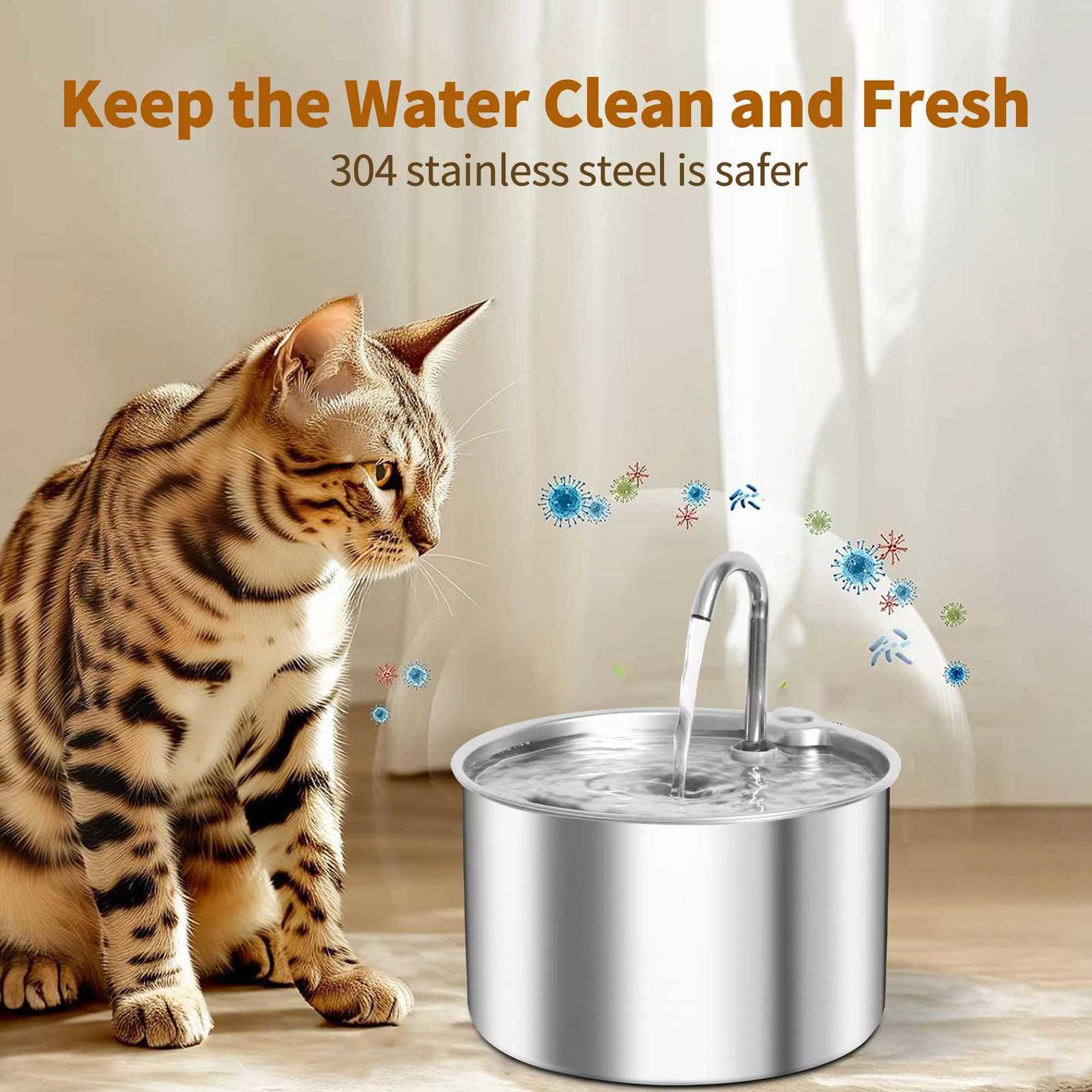 22L Cat Drinking Fountain Automatic Stainless Steel Pet Cats Water Dispenser Ultra-quiet Pump Drink Foutain For Multiple Pets M251204