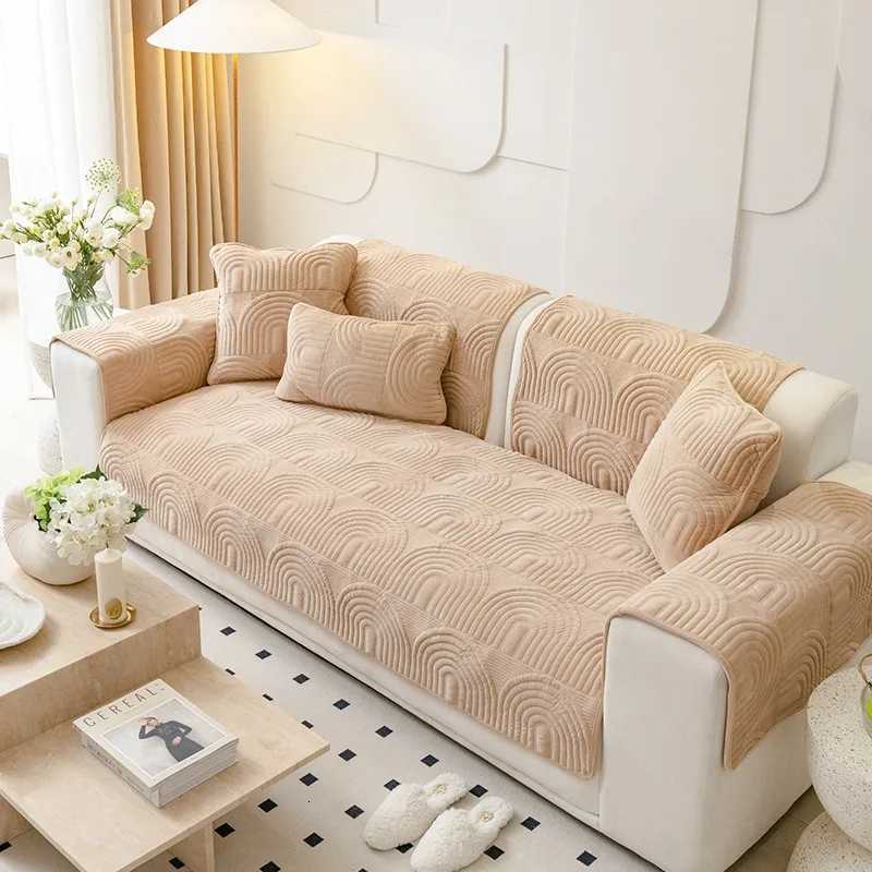 New Sofa Cushion Plush Cushion Solid Color Plush Embroidery Sofa Cushion Non-slip Sofa Cover Cloth Back Cover M251204 - view 6