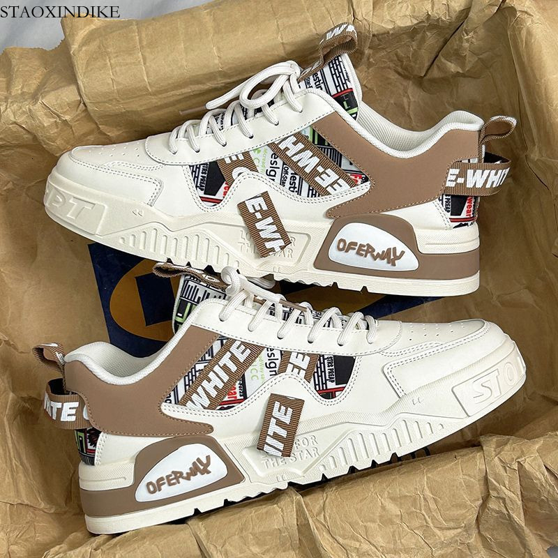 White Men's Shoes Spring Winter Breathable 2025 New Trendy Brand Thick Sole Sports Casual Sneakers Niche Versatile Trendy Shoes