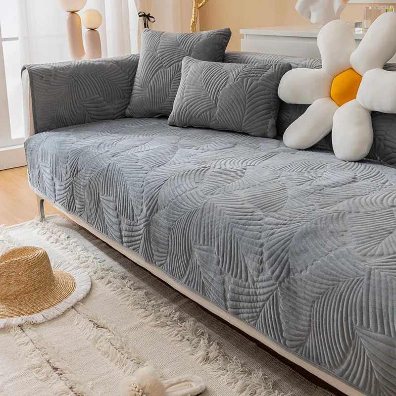 Thicken Sofa Mat Cover Nordic Leaves Jacquard Lounge Corner L Shape Sofa Towel Non-Slip Home Couch Covers Protector Living Room M251204 - view 5