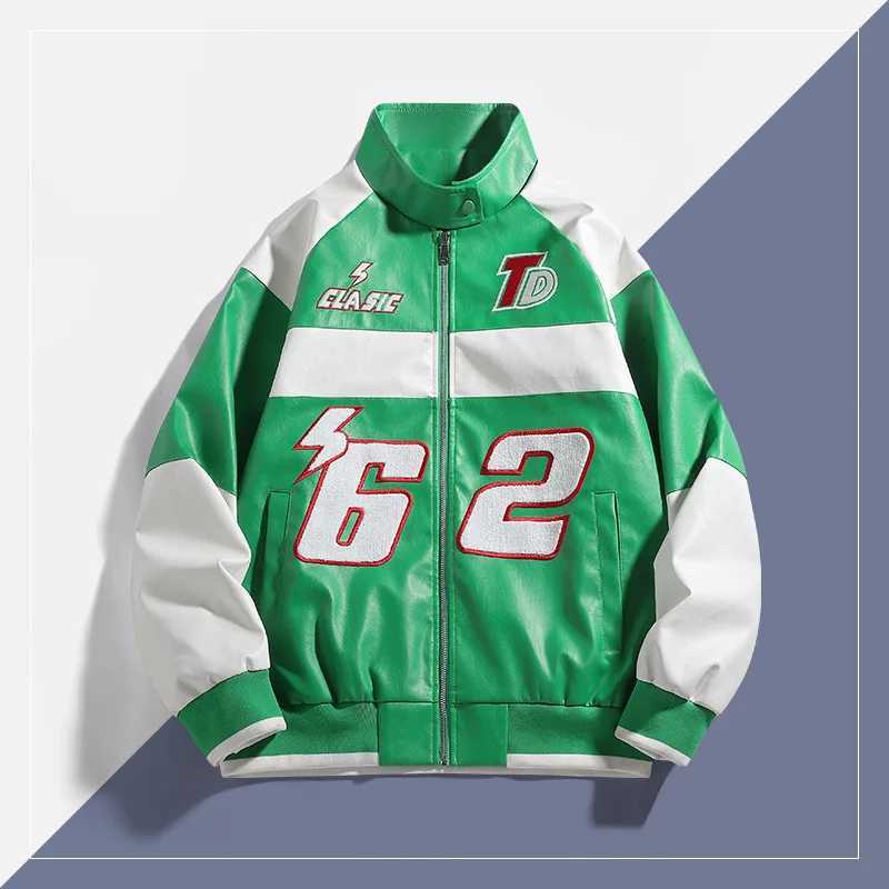 Autumn Men Coat Waterproof Windproof High Street Male Leather Outerwear Letter Printed Stand Collar Long Sleeve Man JacketT251204