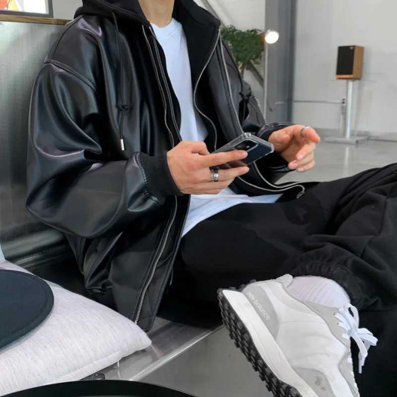 Retro Leather Jacket Men Women American Racing Outerwear Loose Hip Hop Zippers PU Coat StreetwearT251204