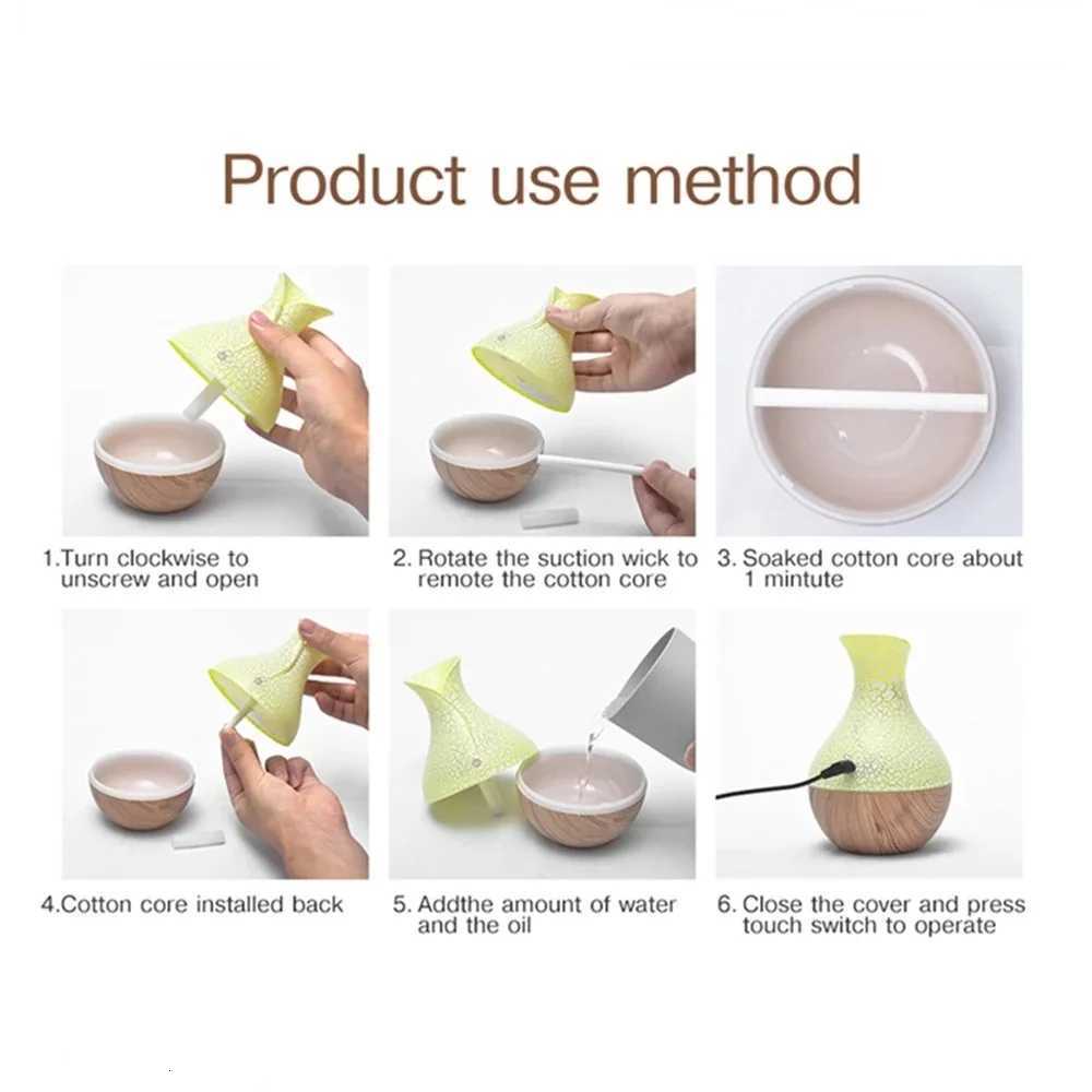 Humidifier Wood Grain Vase Sprayer Bedro Off Desktop Ornaments Usb Silent Atmosphere Color Light Hydrating Air Aratherapy C251204