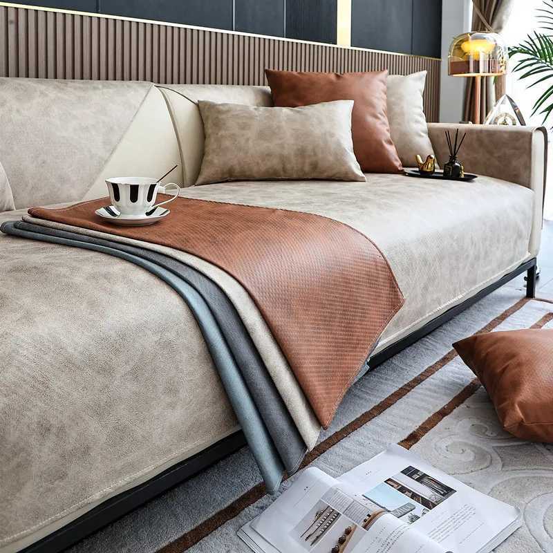 Modern Waterproof Sofa Cover Technology Leather Cloth Solid Sofa Towel Couch Cover Anti-slip Cushion Multi-Size Sofa Protector M251204 - view 3