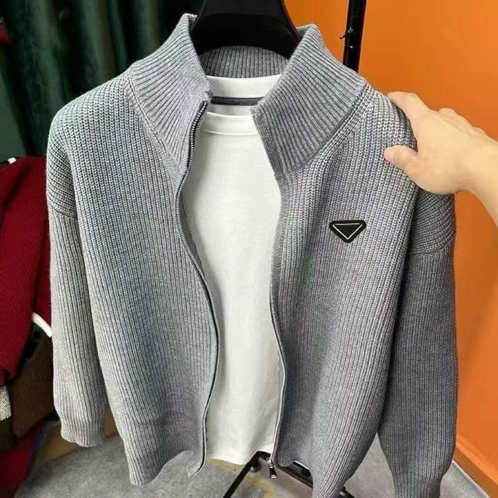Designer sweater mens knit zipper cardigan o round neck collar womens fashion letter white black long sleeve clothing pullover