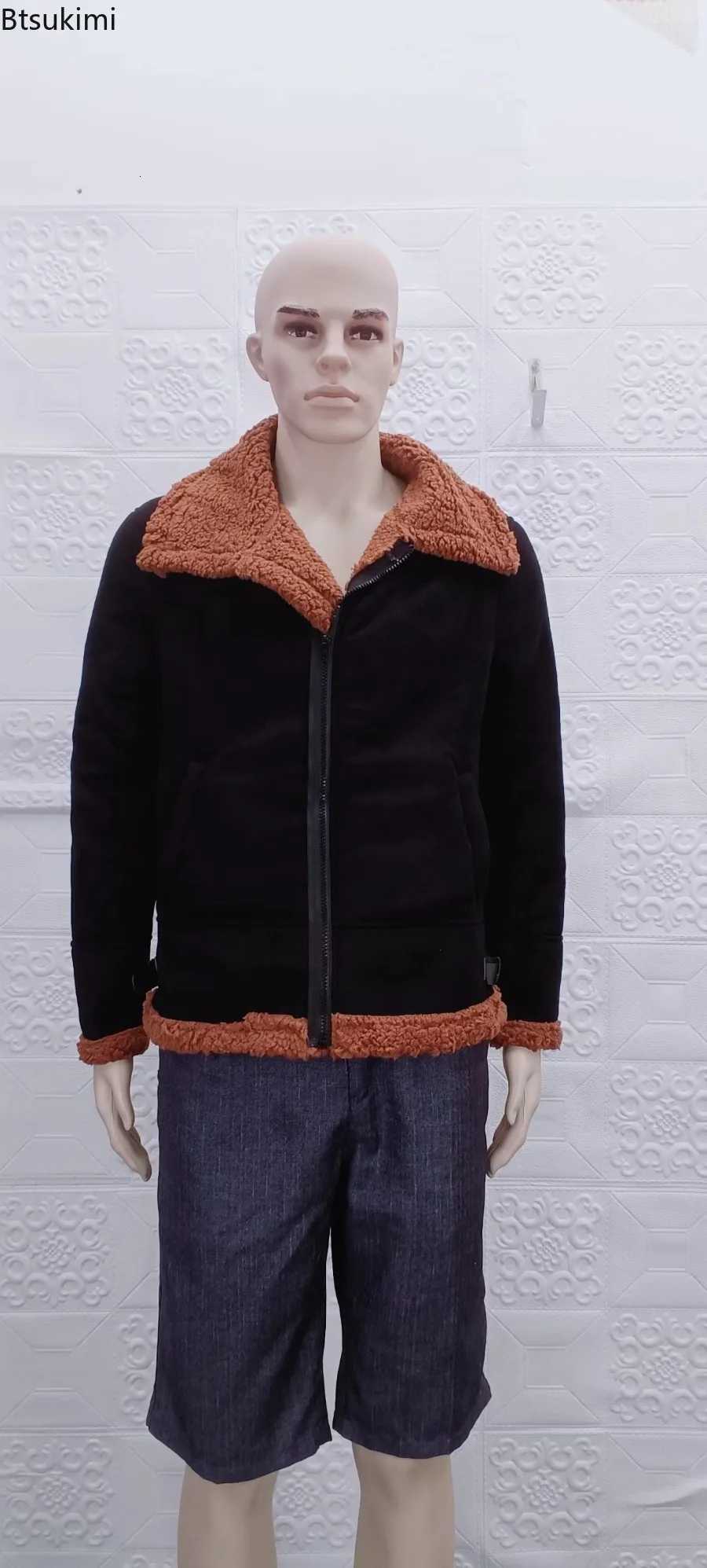 Autumn Winter New Mens Warm Jackets Suede Thickened Plush Coats Vintage Casual Fur Collar Luxury Men Clothing Quality JacketsT251204