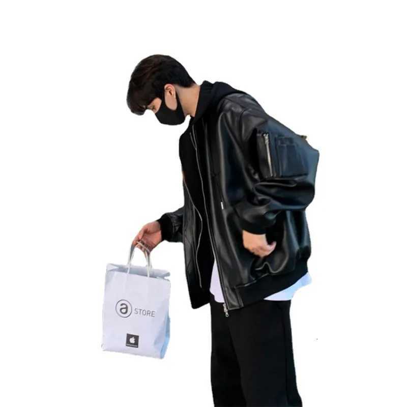 Retro Leather Jacket Men Women American Racing Outerwear Loose Hip Hop Zippers PU Coat StreetwearT251204