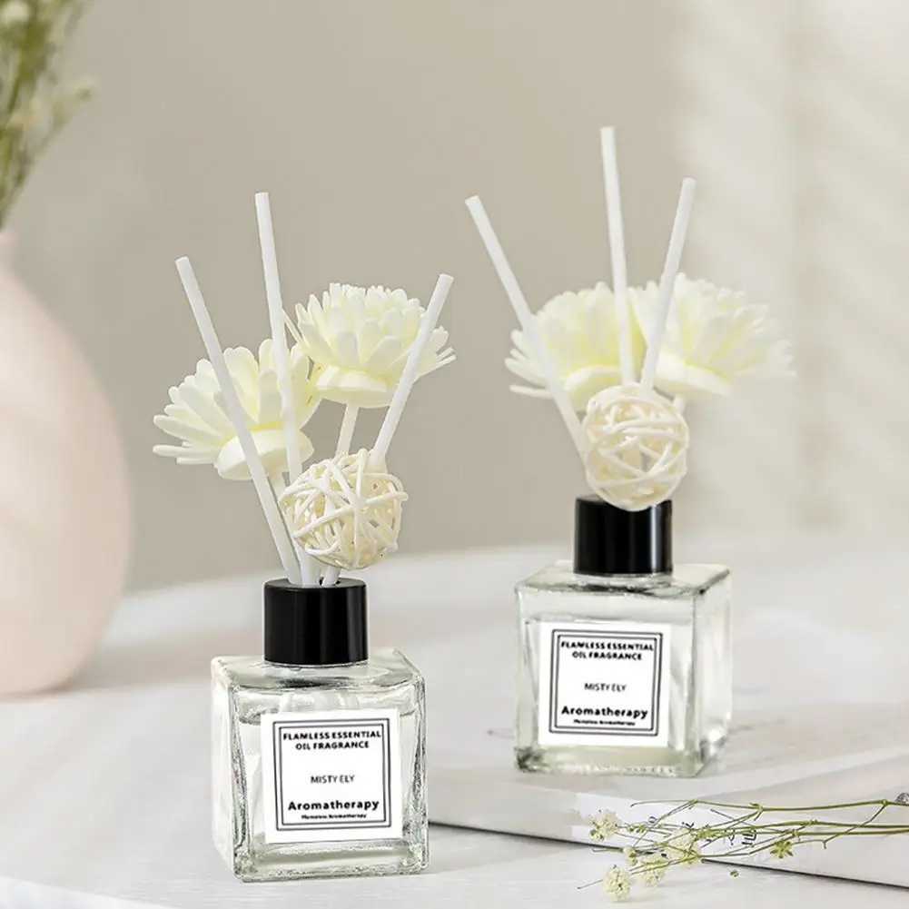 50ml Natural Essential Oil Air Freshener Flameless Home Fragrance Aromatherapy Oil with Reed Diffuser Stick Liquid Air Freshener Y251204