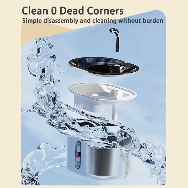Cat Fountain Automatic Recirculating Cat Water Dispenser Ultra Quiet Pump Pets Cat Water Feeder with 304 Stainless Steel Faucet M251204