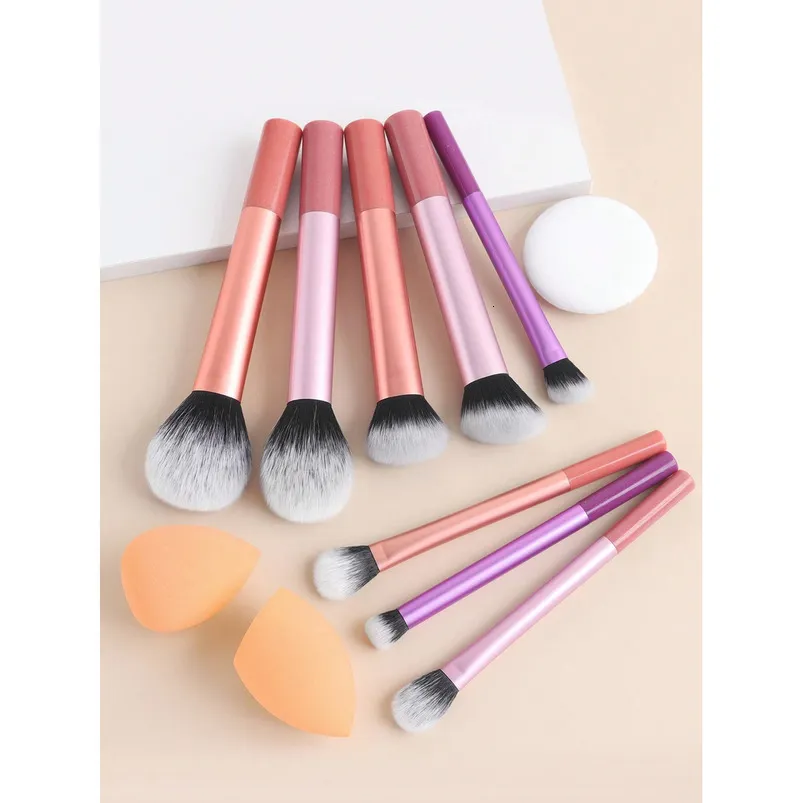8 Pcs Portable Makeup Brush Set with Travel Pouch Colorful Handle Soft Synthetic Face Eye Cosmetic Brushes set Custom Products
