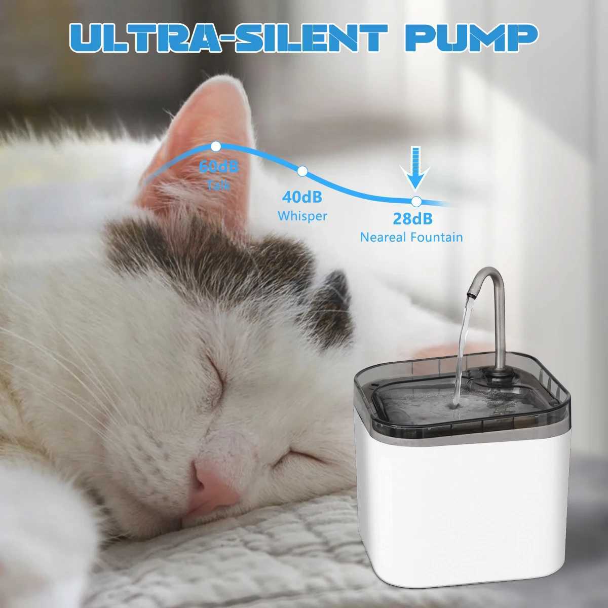 Cat Water Fountain Pet Water Dispenser for Cats Dogs Inside FiltersUltra-Quiet Pump 22L/74oz Dog Cat Dringing Fountain M251204