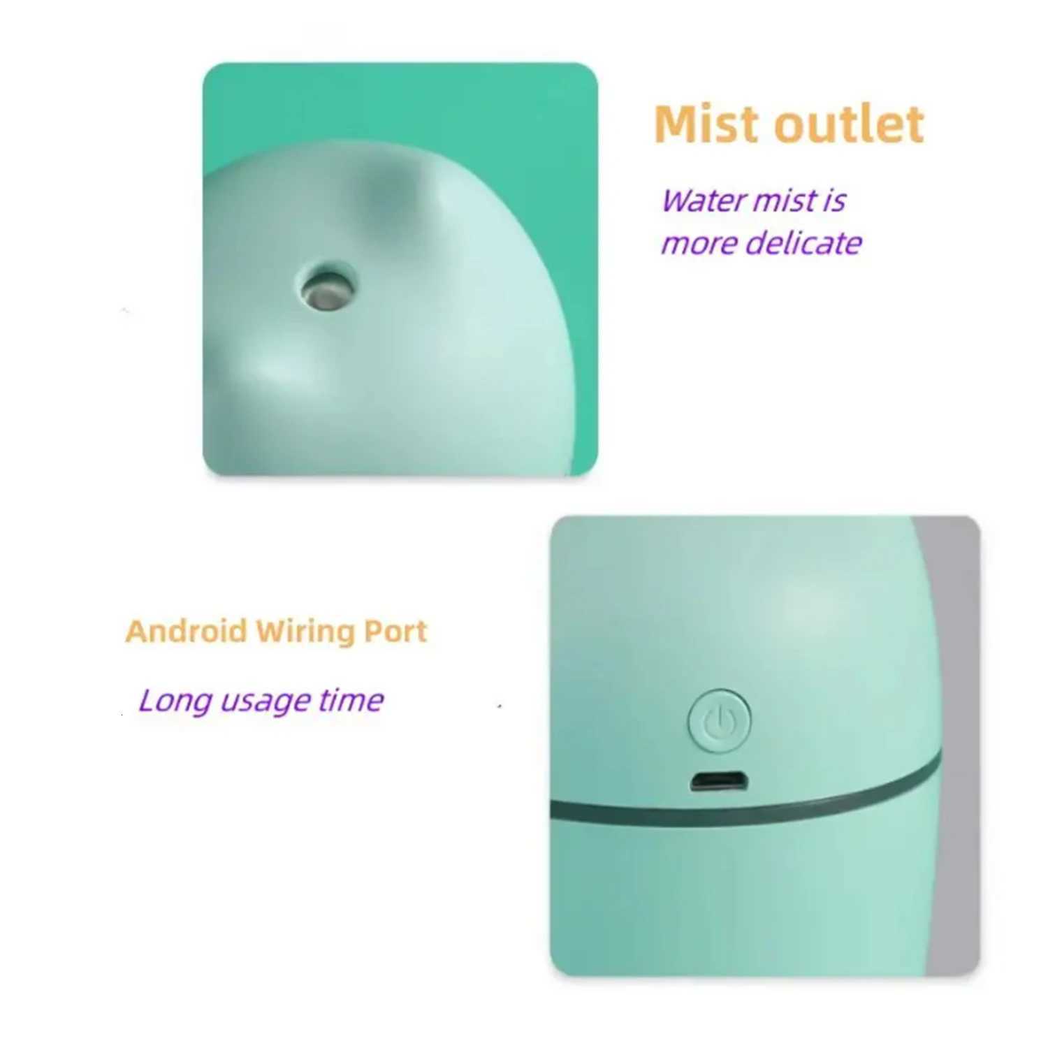 Cpact 260ml Cat Ear Design Small Air Humidifier Mist Diffuser Two Spray Modes with 7 Light Changing for Car Off C251204