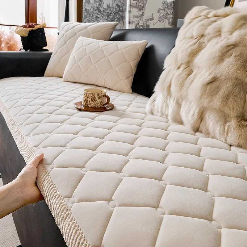 Thickened Checkered Sofa Cover Fabric Anti Slip Light Luxury High-end Sofa Cushion Cover Skin Friendly Autumn and Winter Seasons M251204 - view 3