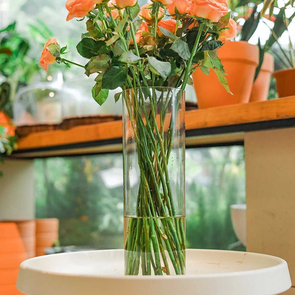 Acrylic Clear Cylinder Flower Vase Unbreakable Hurricane Tall Large Plastic Vases for Wedding Centerpieces Hydroponic Decor H251204