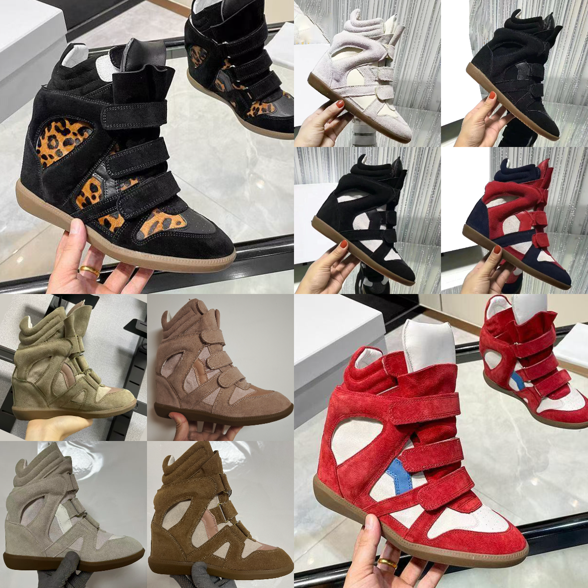 35-42 deisgner Brand Hot Sale-Black Genuine Leather winter boots Bekett Leather-Trimmed Suede Wedge Sneakers Fashion Show New Shoes