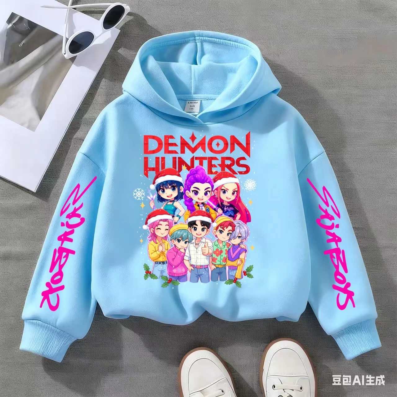 Hot Childrens Christmas Hoodies KPop Demon Hunters Tops Boy Girls Coat Casual Toddle Sweatshirr Child 3-12 Year Spring Autumn entry luxW251204