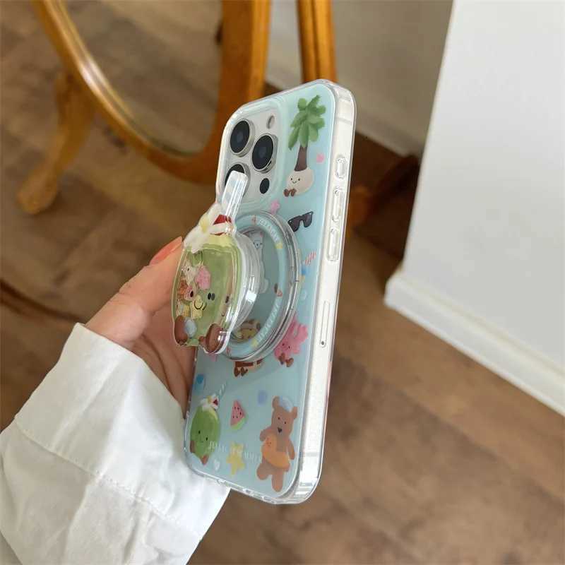 Cute Cartoon Magnetic Phone Case For iPhone 16 Pro 15 14 13 Pro Max Cover with Stand Japan Kawaii Cases 16 Funda H251203