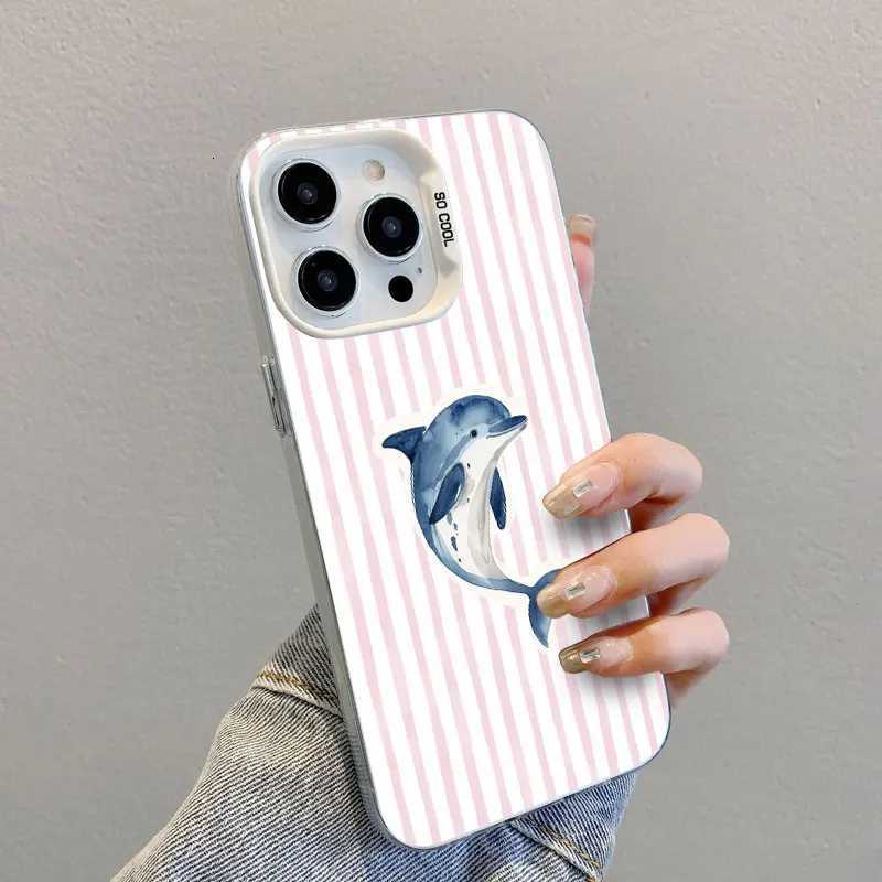 Colorf Marine Organism Striped Base Color Laser Phone Case For iPhone 16 15 14 Pro Max Plus 13 12 11 Pro Max Mini Back Covers H251203