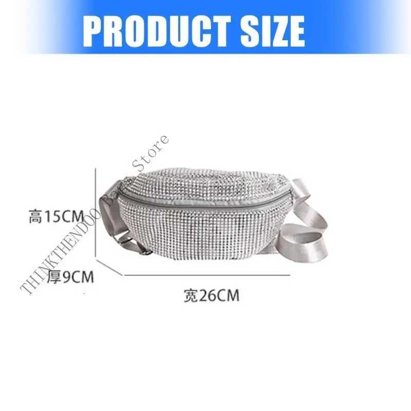 Unique Women Waist Bag Rhinestones Embellished Shoulder Pack Crossbody Purse Secure Zipper Design For Shopping Or TravelT251204