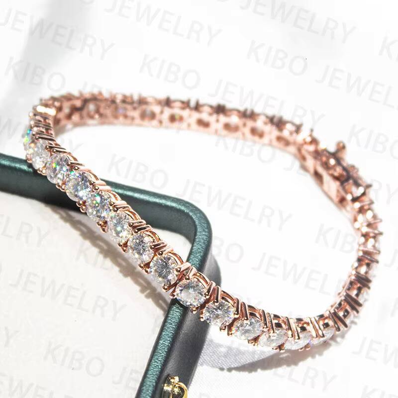 Rapper Hip Hop Moissanite Jewelry Tennis Iced Out 925 Silver D Color Mens VVS1 Moissanite Bracelet Tennis Chain