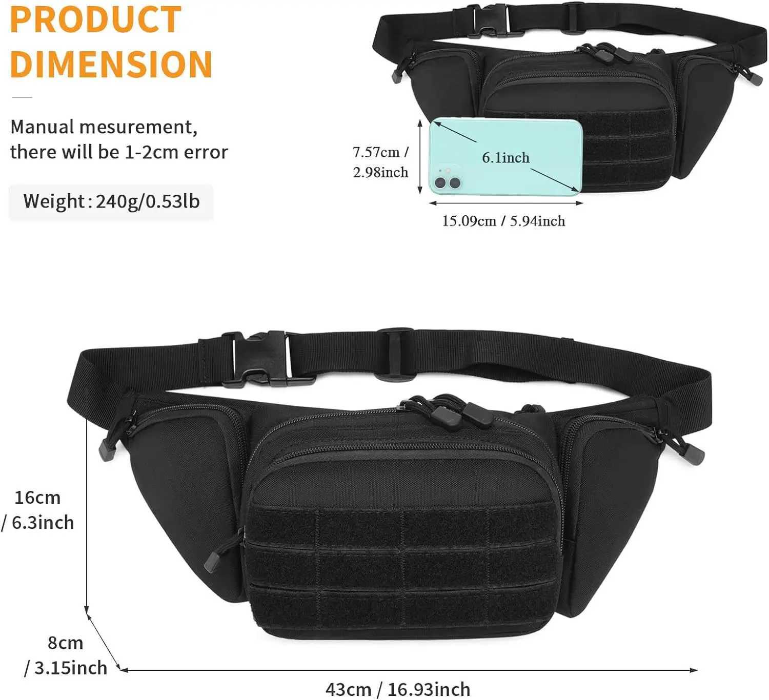 New Outdoor Multi functional Invisible Waist Attachment Bag for Mens Sports Storage Waist Bag Outdoor Tool KitT251204