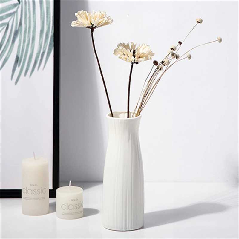He Nordic Plastic Vase Simple Small Fresh Flower Pot Storage Bottle for Flowers Living Ro Modern He Decoration Ornaments H251204