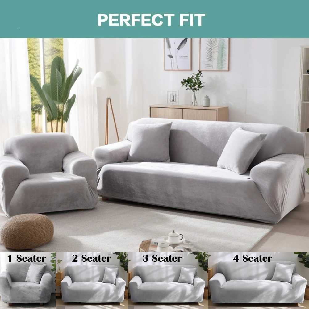 1 Pieces Thick Velvet Sofa Covers Elastic Stretch Slipcovers Furniture Protector for Home Couch Armchair L Shaped Corner Sofa M251204 - view 5