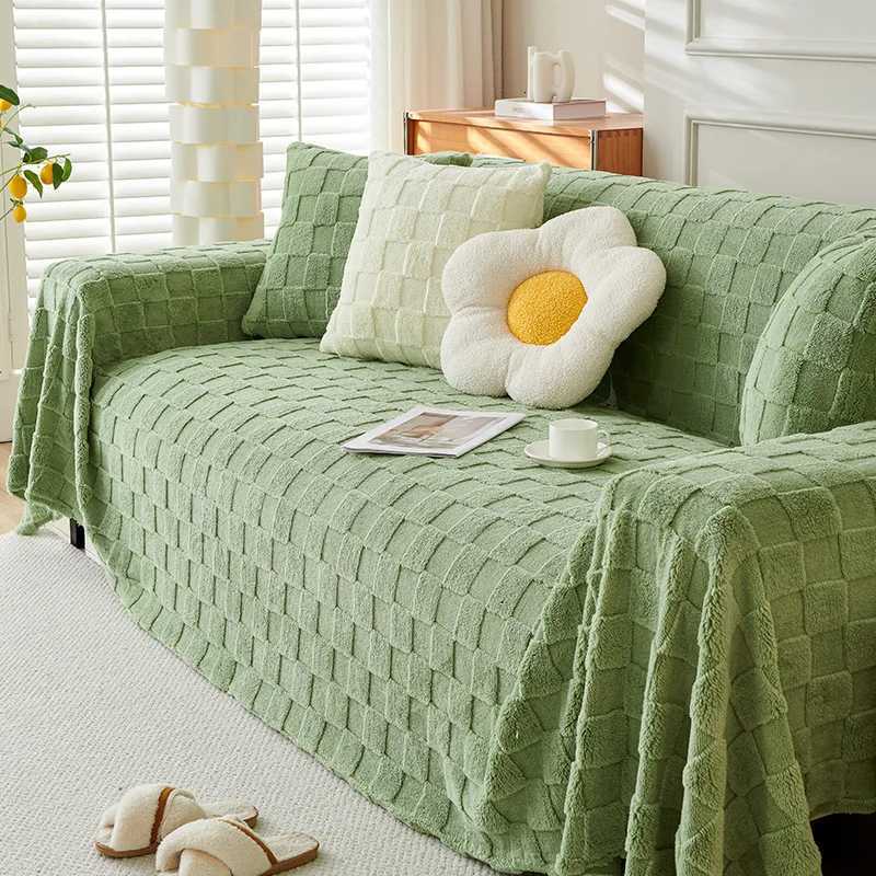 Autumn and Winter Plush Sofa Towel Lambs Wool Sofa Cover Towel Cream Wind Solid Color Thickened Sofa Blanket S137 M251204 - view 4