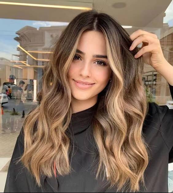 Cuticle Aligned Natural Human Hair Wig with 6x7inch Topper Silk Base 4x4 Blonde Brown Highlight Straight Wavy Toupee for Women