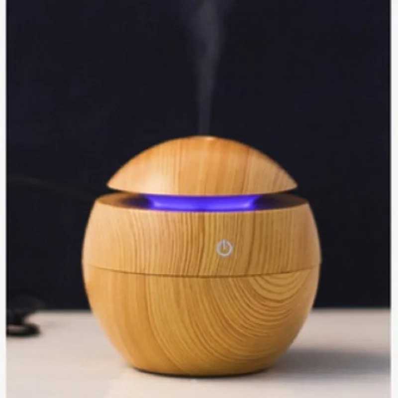 Portable Mini Wood-Grain Spherical Desktop Air Humidifier Purifier Aratherapy hine for He Large Capacity C251204