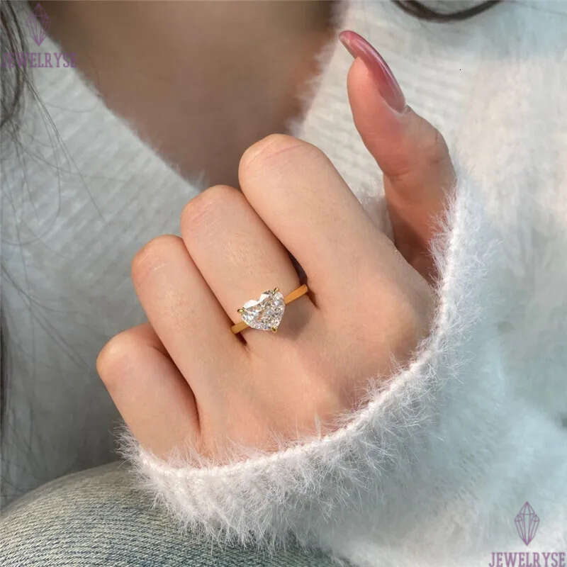 4ct heart gold ring designer for woman wed s925 sterling silver 8A zirconia white love bridal engagement wedding band rings womens luxury jewelry gift
