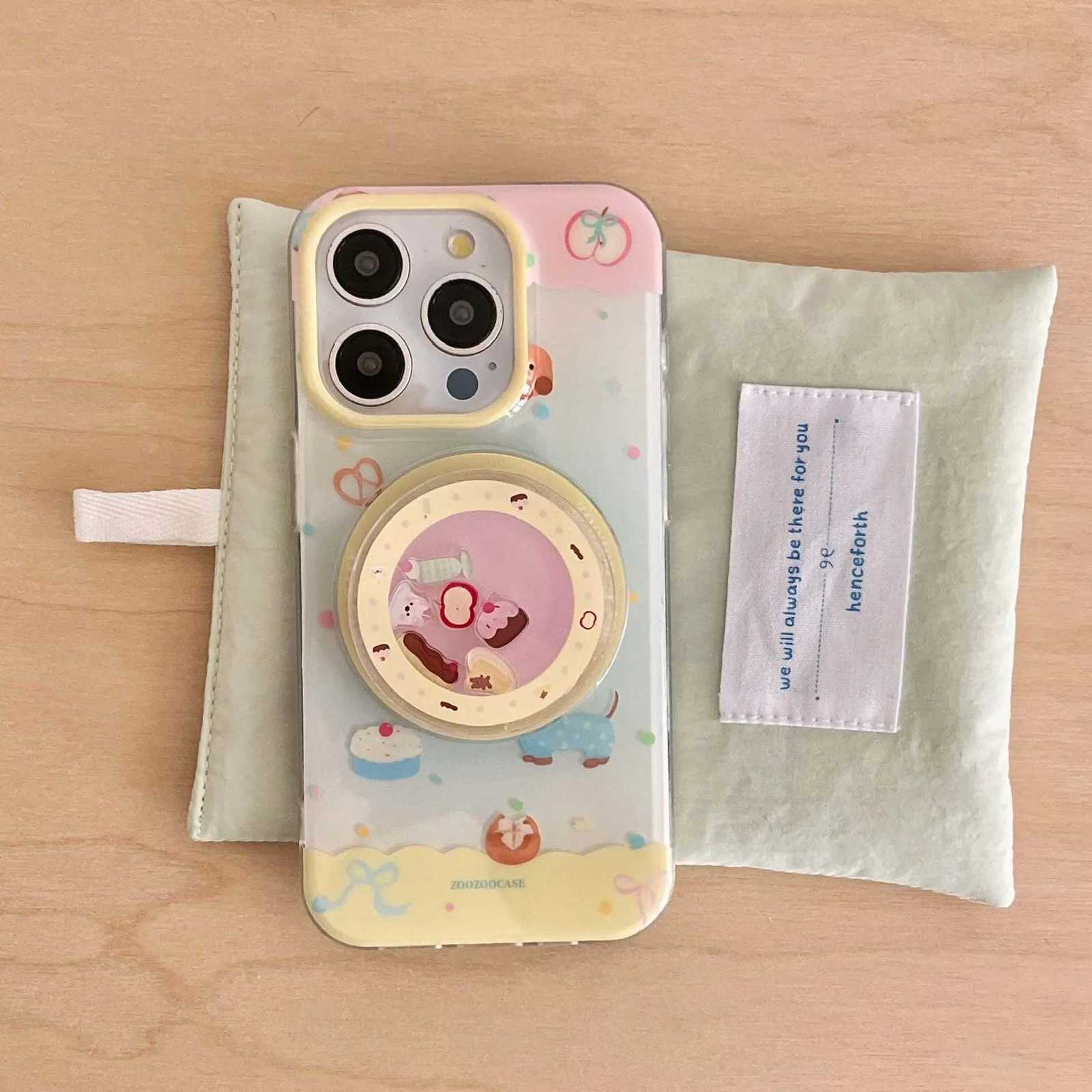Cool magnetic stand holder ins candy colorf dog cute cartoon phone case for iPhone 13 14 15 prax 16 pro max cover H251203