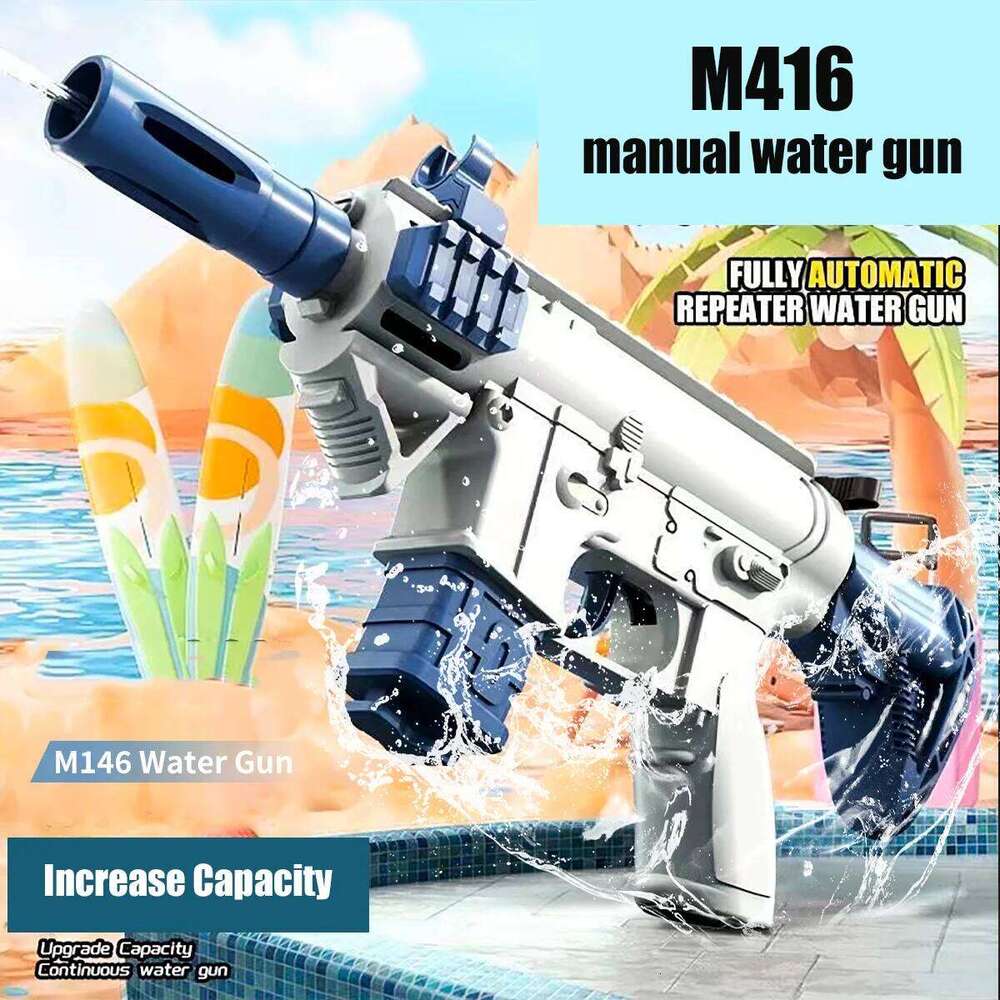 Water gun M416 Manual Continuous Version Spray Gun Children Adult Outdoor Swimming Pool Beach Outdoo Toy for Kids Boys Girls