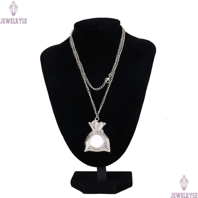 Fashion DIY Christmas Bag sublimation blank mens silver necklace designer jewelry women man chain Photo Frame Pendant for Woman Pendnats Necklaces Gif