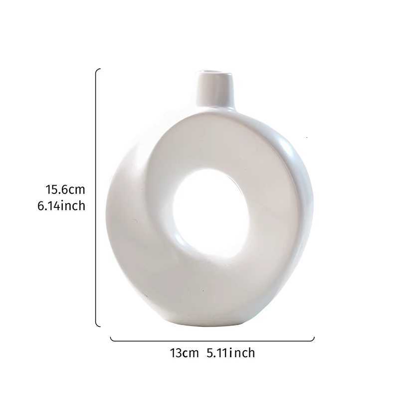 1PC a creative and simple resin white donut vase a modern he decoration vase H251204