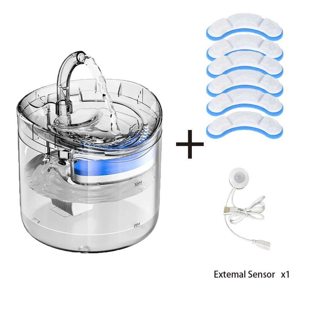 2L Pet Cat and Dog Drinker Activated Carbon Filter USB Powered Automatic Pet Feeder Motion Sensor Bowl Pet Silent Drinking Bowl M251204