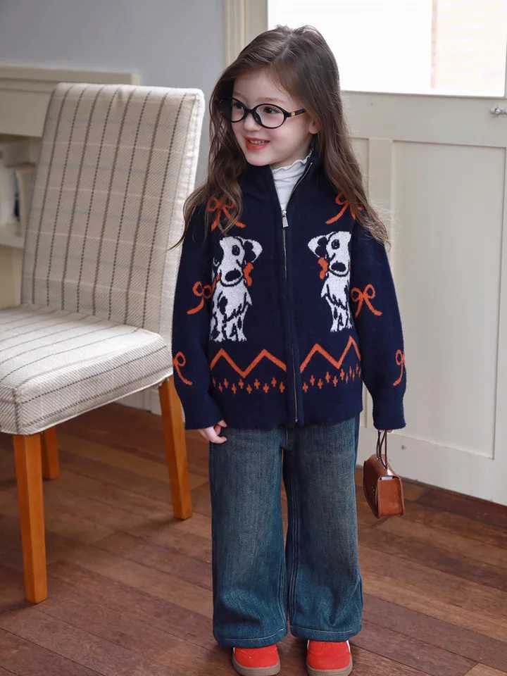 Girls Sweater Winter New Niche Art Childrens Knitted JacketW251204