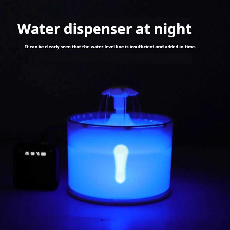 24L Pet Cat Dispenser Drinking Water Fountain Activated Carbon Filters LED Automatic Feeder Container USB Interface M251204