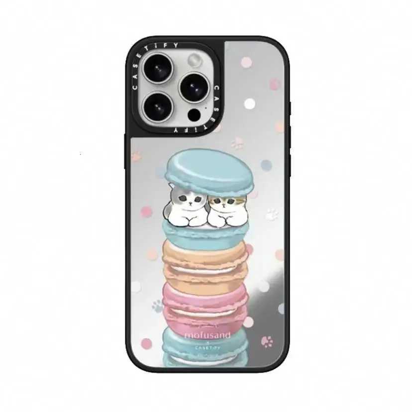 CASETi Able Cat Holding Peach Mirror Phone Case Cpatible for iPhone 15 pro Max Cute Design Mobile Phone Shell Protector H251203