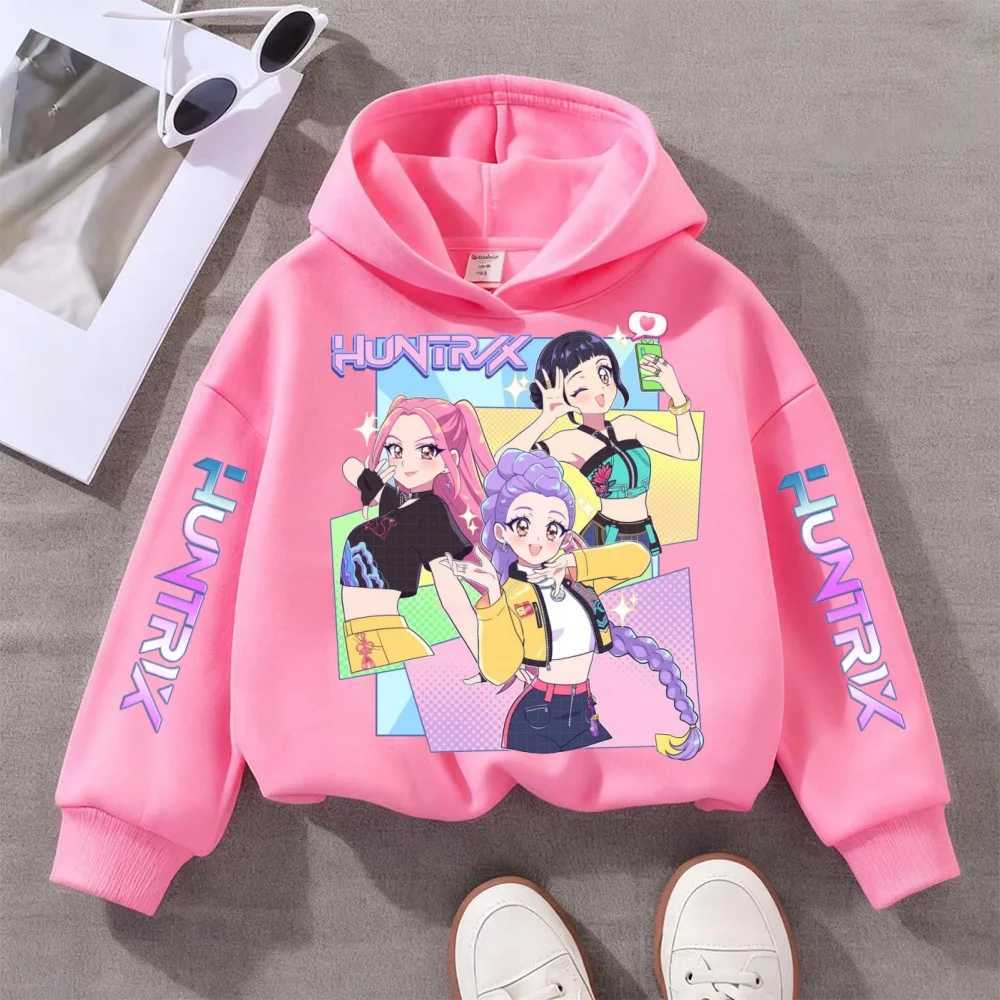 KPop Devil Hunter Cute Printed Boys and Girls Autumn/Winter Casual Fashion Childrens Warm Hooded SweatshirtW251204