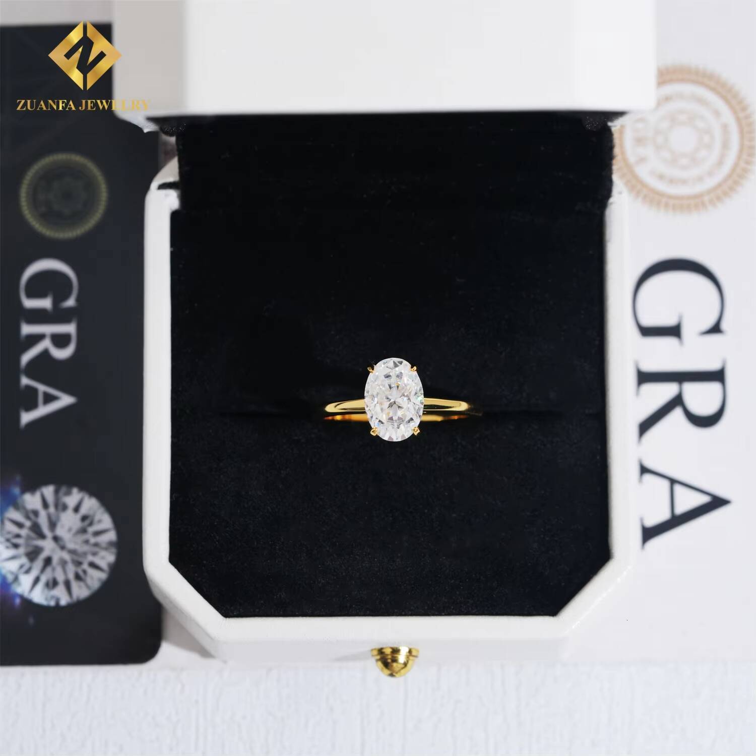 Trendy Fine Fashion Jewelry Diamond Rings S925 Sterling Silver VVs1 Moissanite Ring of Wedding Engagement