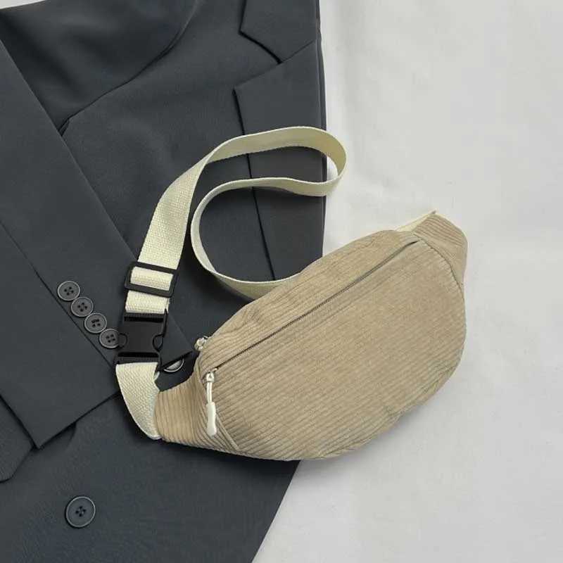Women Waist Bag Corduroy Student Shoulder Handbag Crossbody Chest Breast Bag Fanny Pack Fashion Phone Female Bum Belt PurseT251204