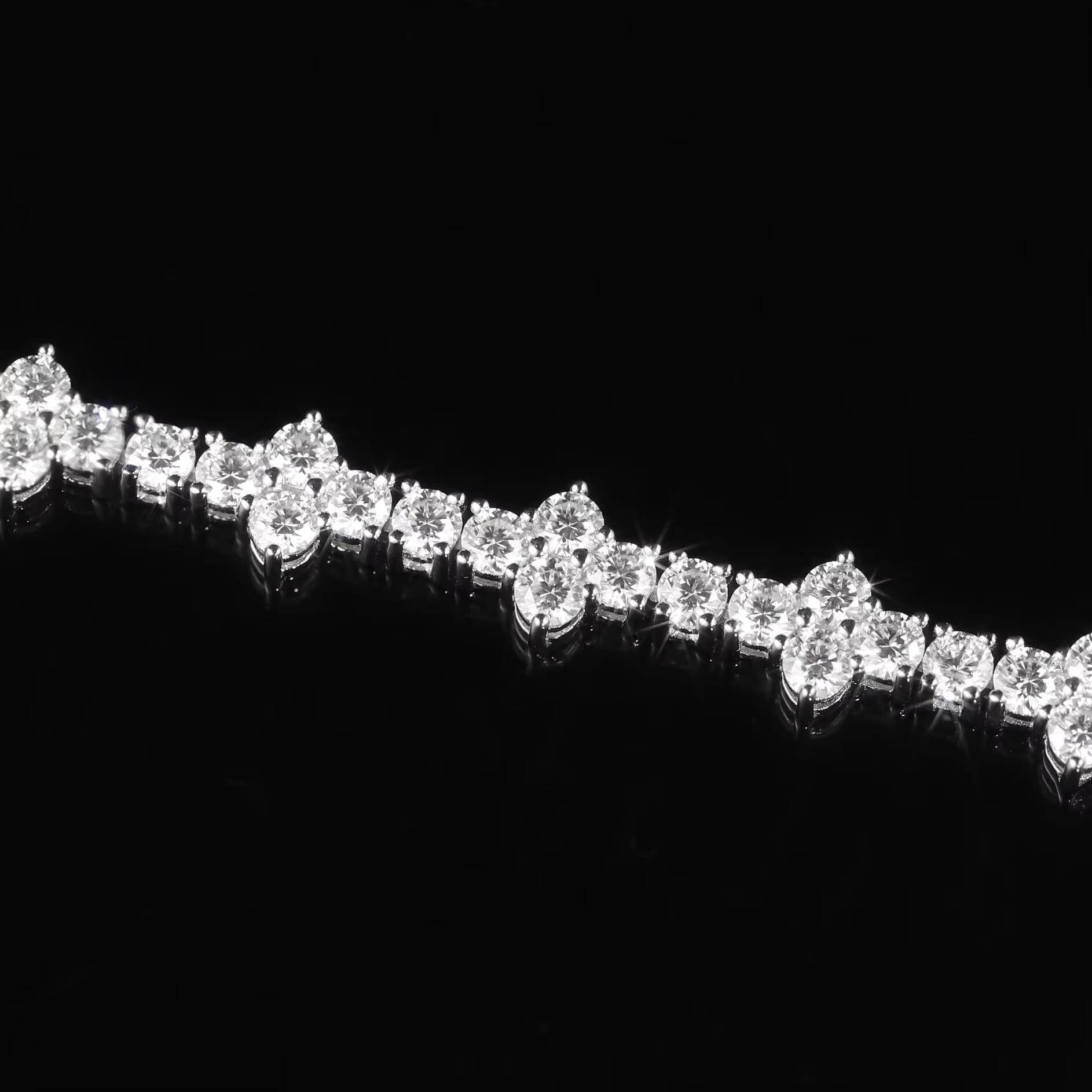 Abiding New Alternating Bracelet Design 10K 14K White Gold VVS Moissanite Iced Out Four Leaf Clover Cross Tennis Bracelet