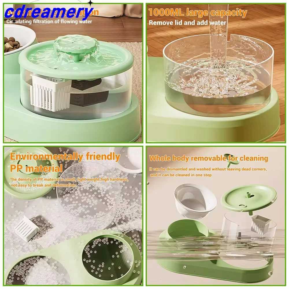 CDY Pets Water Fountain Auto Filter USB Electric Mute Drinker Bowl 2-in-1 Recirculate Filtring Drinker for Cats Water Dispenser M251204